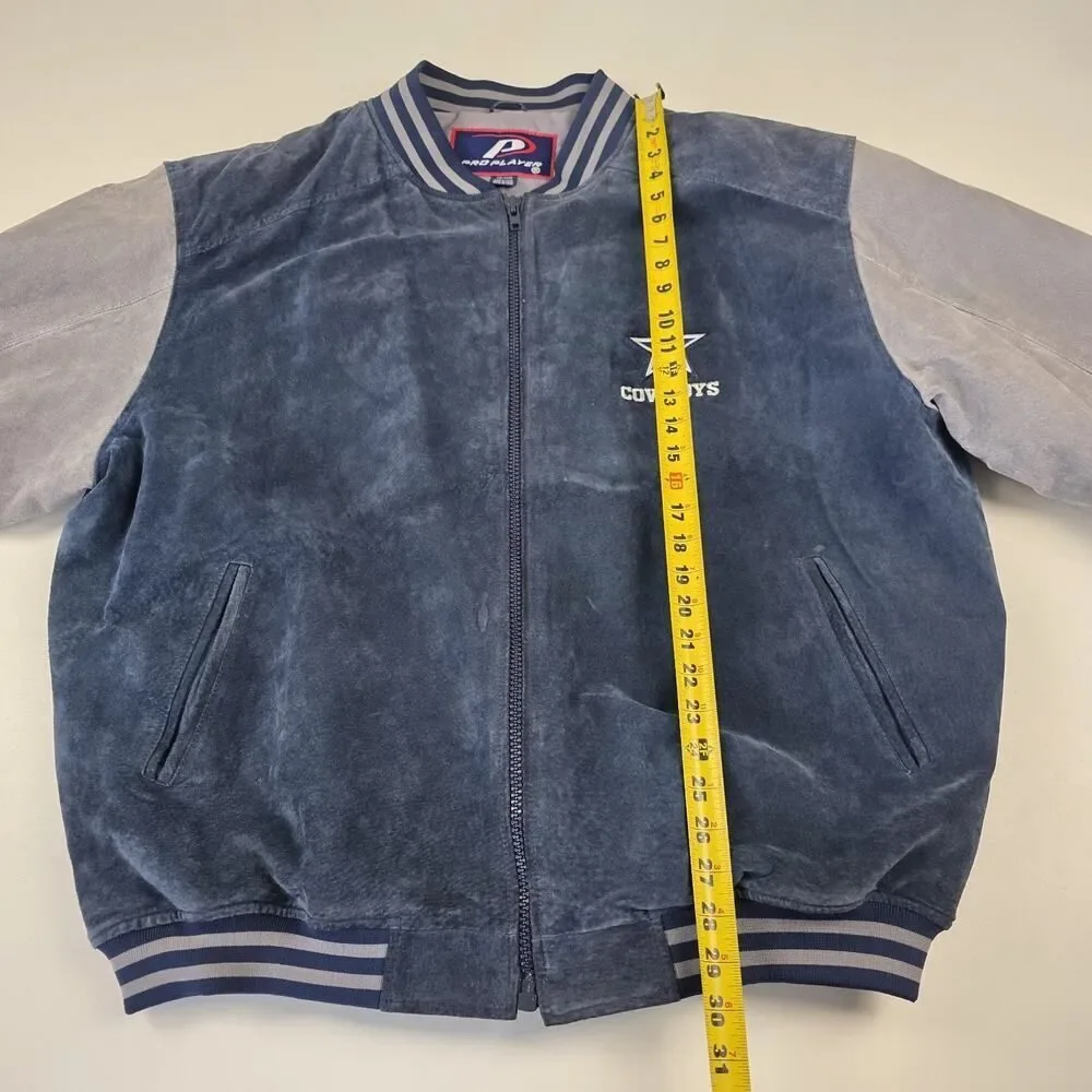 Vintage 90s Dallas Cowboys Pro Player Suede LeatherJacket Men's 2XL Two Tone‎ - Picture 5 of 13